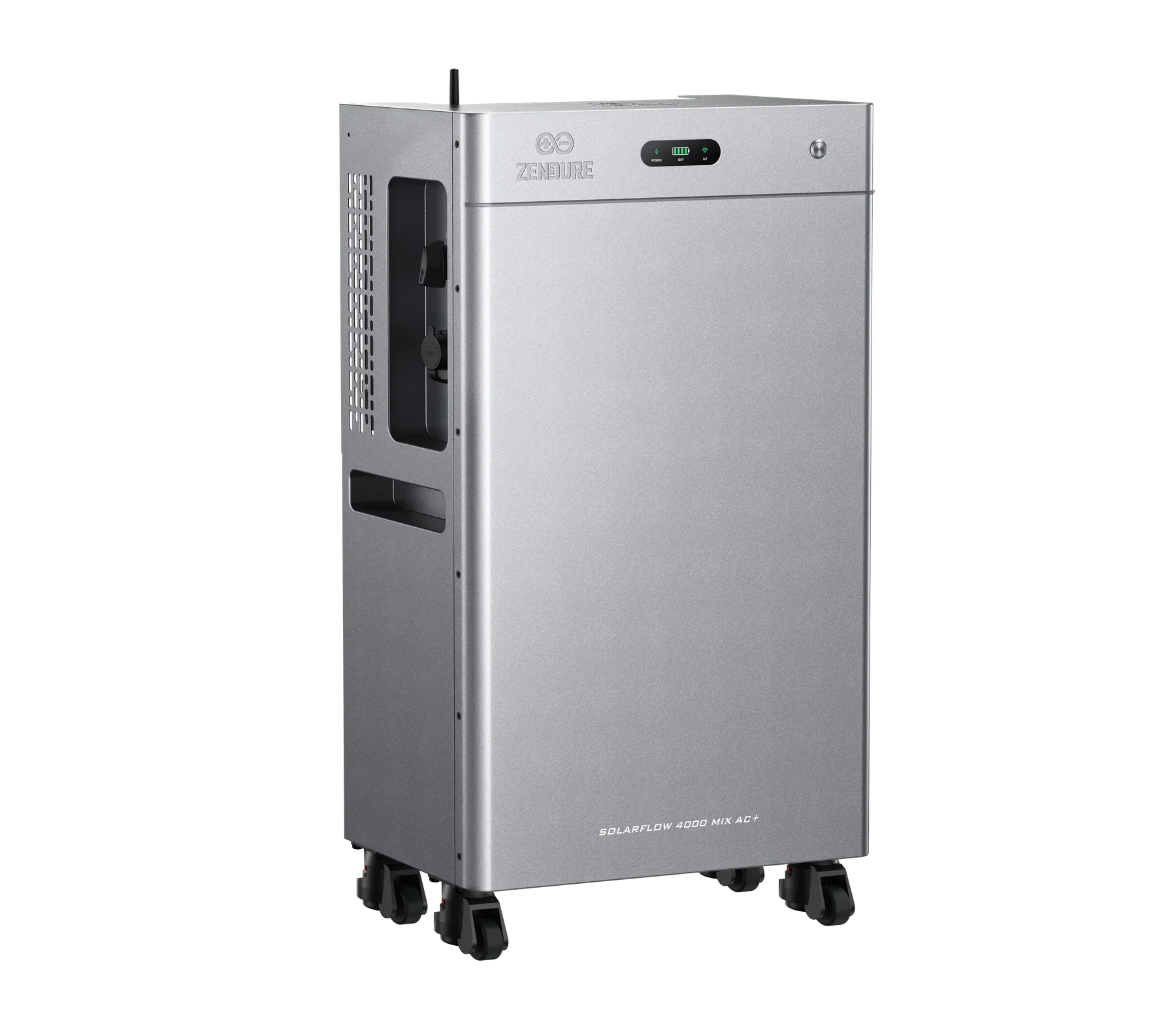 Zijaanzicht links van de thuisbatterij van Zendure
