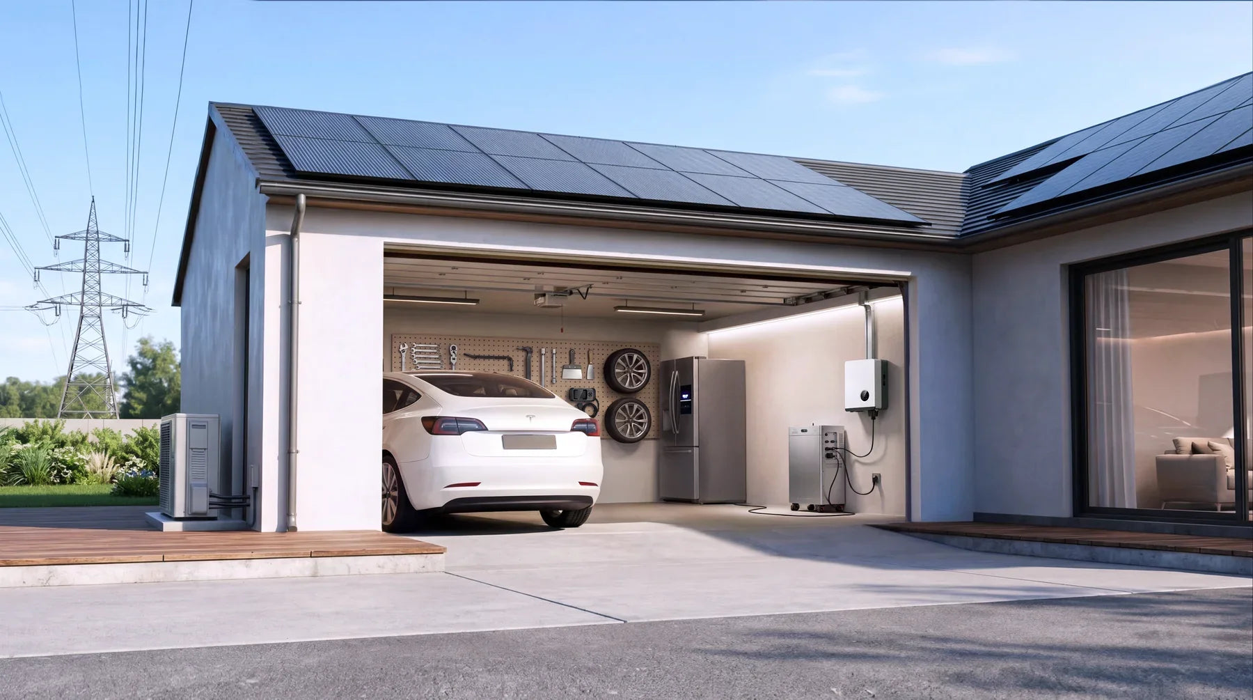 Noodstroom in de garage overdag met de Zendure thuisbatterij