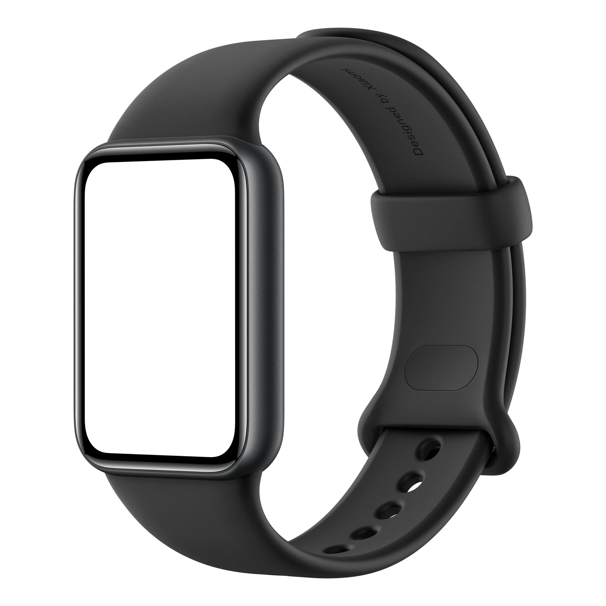 Xiaomi Smart Band 10 Pro in het zwart van rechtsvoor met leeg scherm