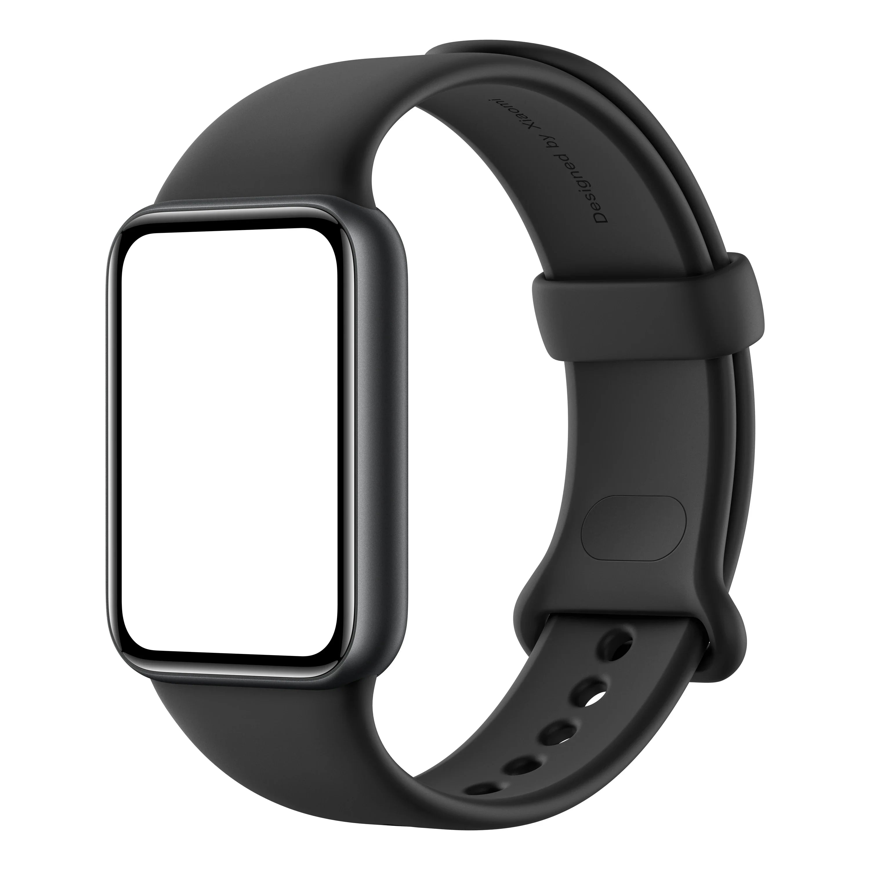 Xiaomi Smart Band 10 Pro in het zwart van rechtsvoor met leeg scherm