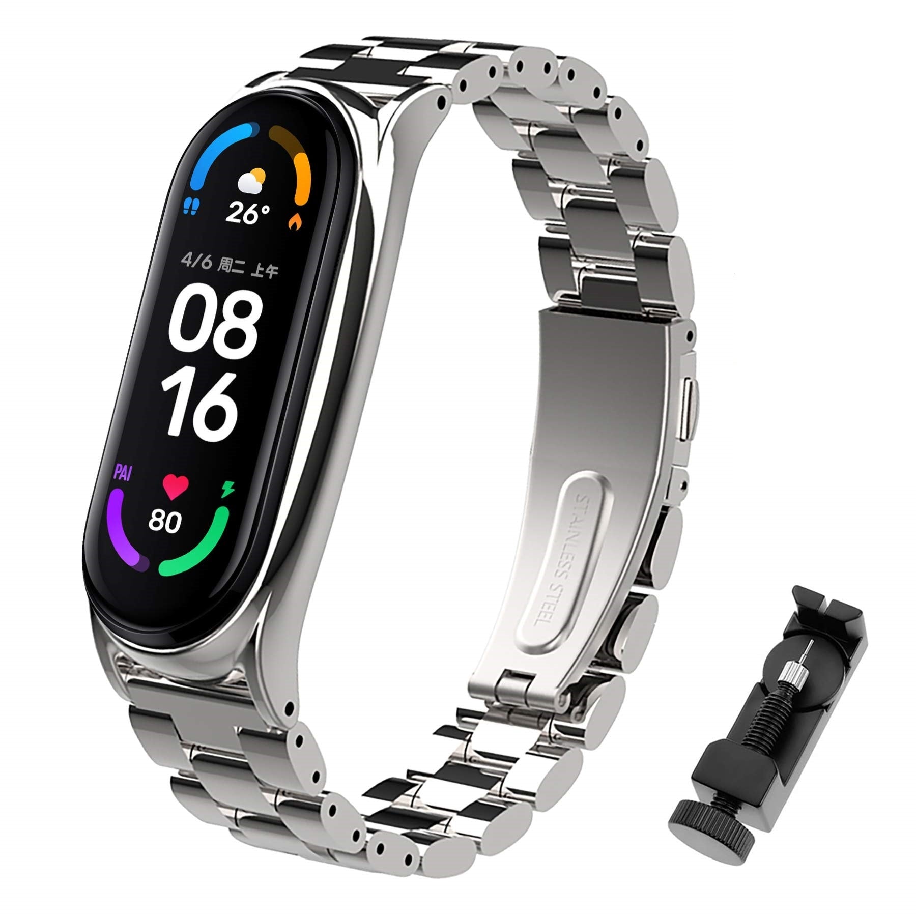 Bracelet à maillons en métal pour Xiaomi Mi Band 6