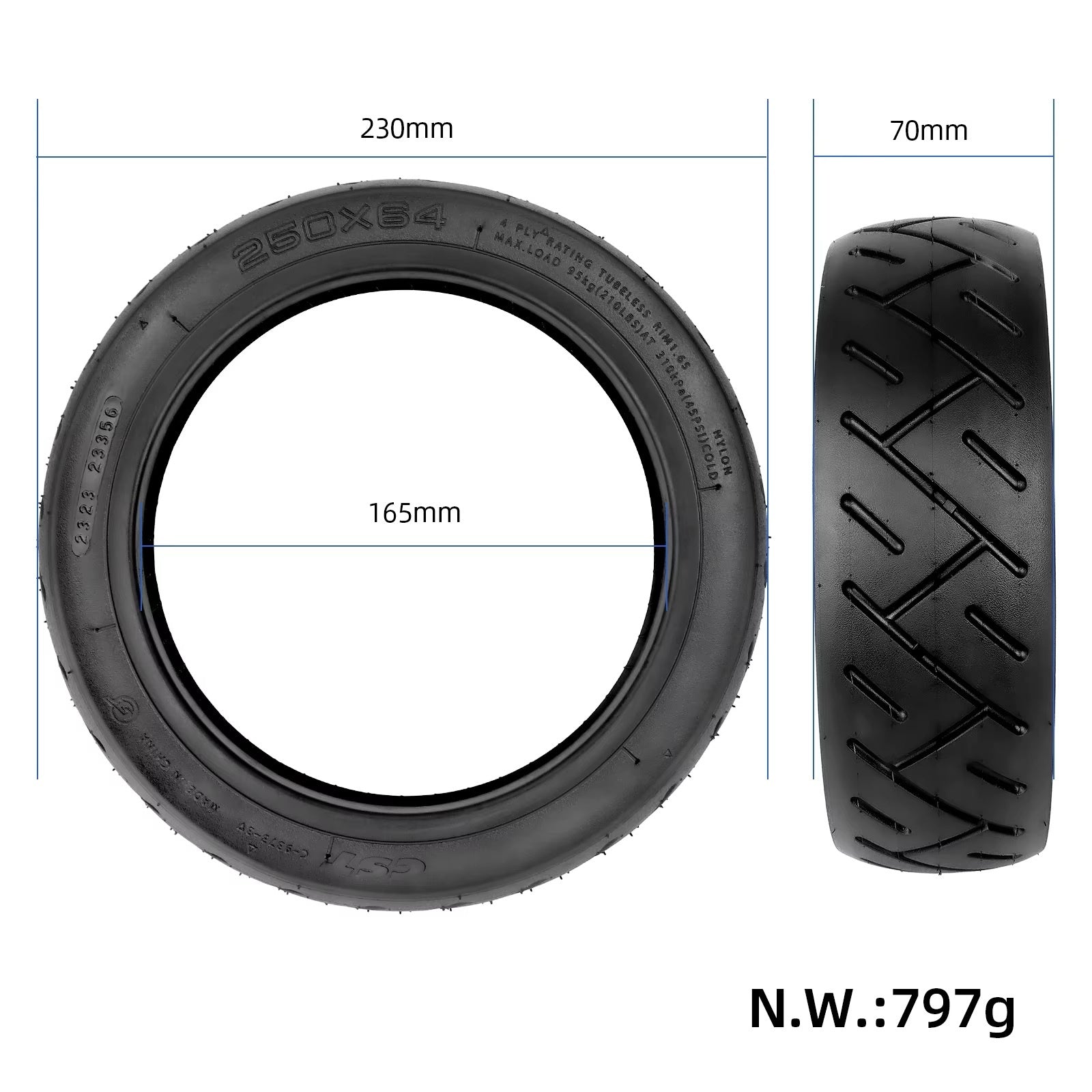 Tubeless Duragel Tire for Xiaomi Scooter 4 Lite 2nd Gen and Scooter 5 Series
